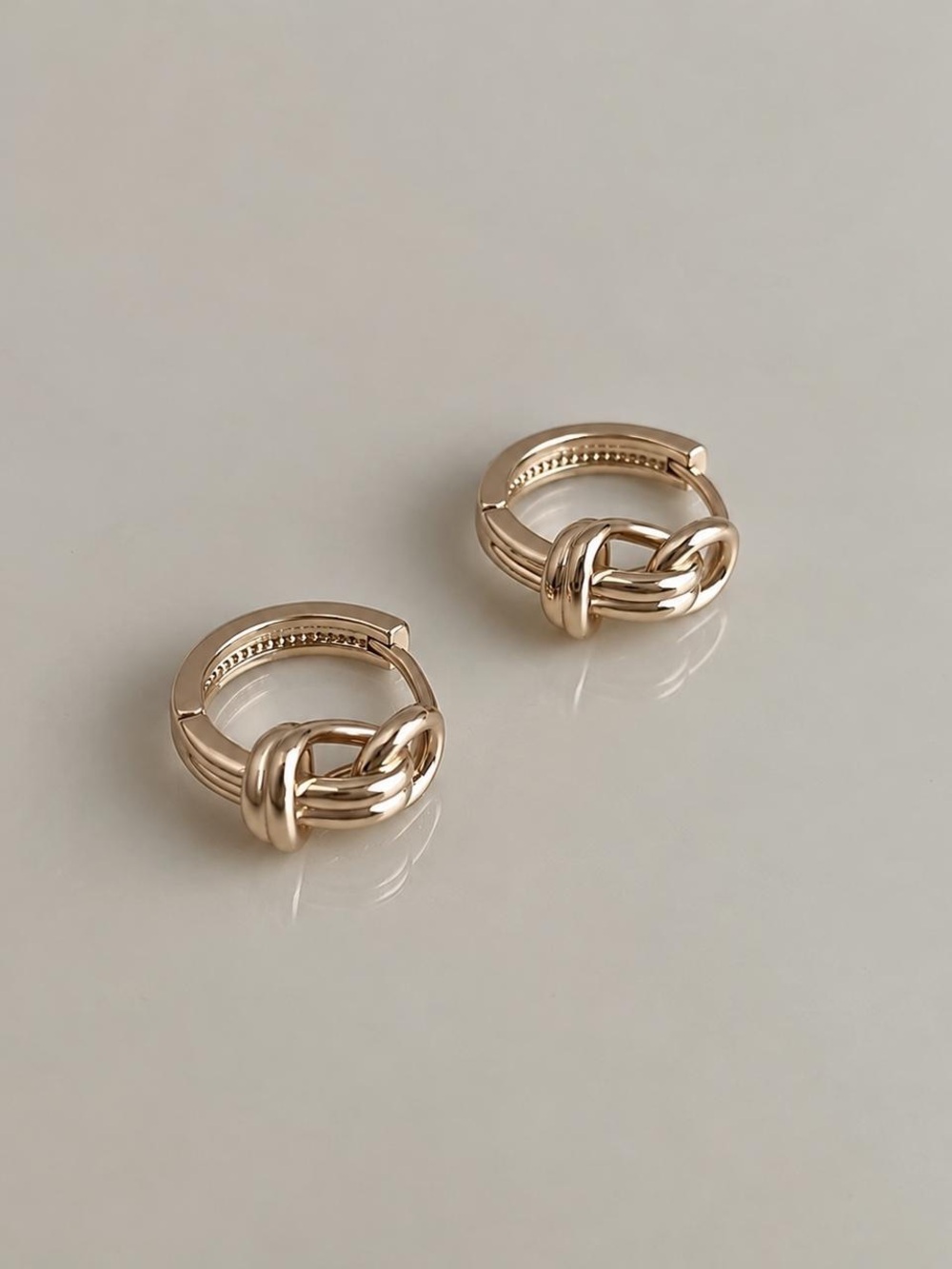 Gold Knot Huggie Hoop Earrings - Women Jewelry